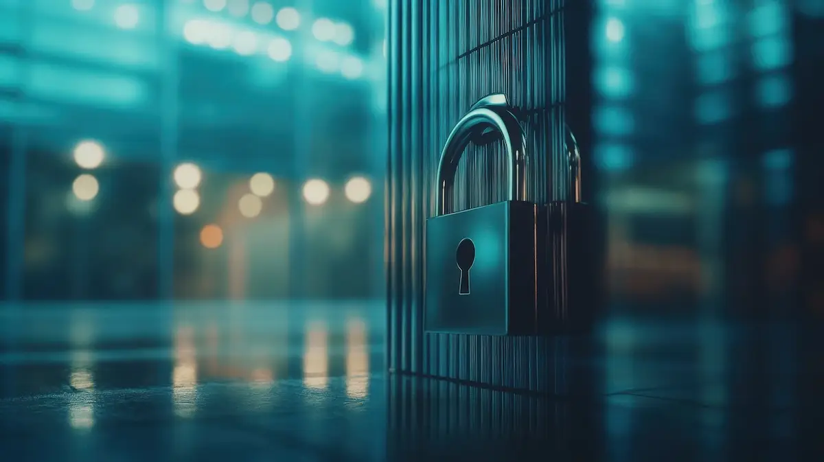 A close-up of a lock symbolising security in a modern office environment. – United Outcomes – United Outcomes A lock symbolising security in a modern office environment.